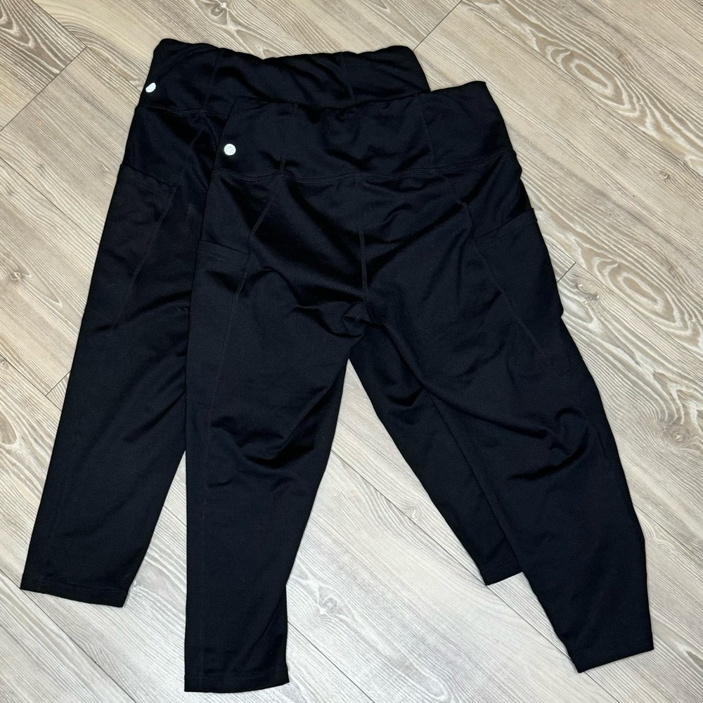 WOMENS Z BY ZELLA HIGH WAIST LEGGINGS BLACK ACTIVE WEAR TIGHTS MEDIUM M 2-Pack